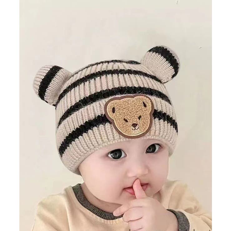 オフホワイト】【aimoha-KIDS-】韓国子供服 かわいいクマ耳付きニット ...