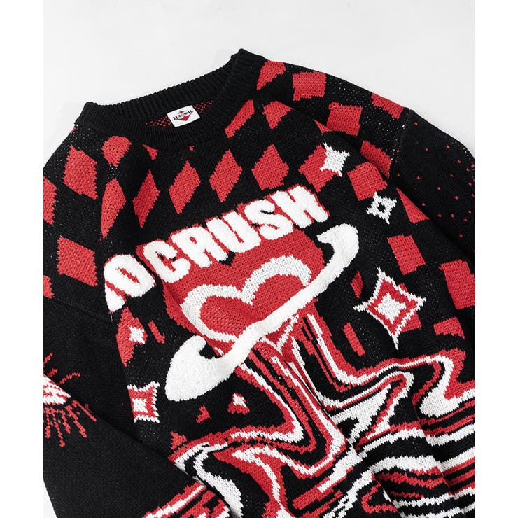 HOOK  original レトロ調溶けるハート配色ニットプルオーバー | HOOK | 詳細画像6 