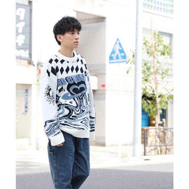 HOOK  original レトロ調溶けるハート配色ニットプルオーバー | HOOK | 詳細画像12 