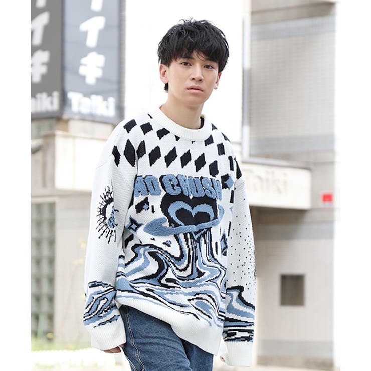 HOOK  original レトロ調溶けるハート配色ニットプルオーバー | HOOK | 詳細画像13 