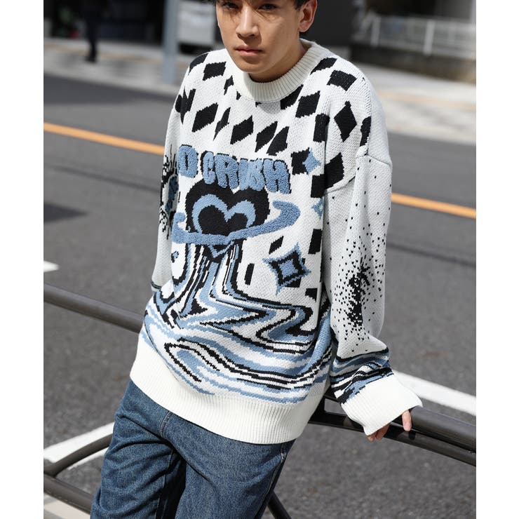 HOOK  original レトロ調溶けるハート配色ニットプルオーバー | HOOK | 詳細画像14 