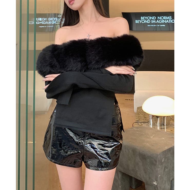 オフショルフェイクファープルオーバー ニット【Jasmine Grandiflo… | aimoha  | 詳細画像7 