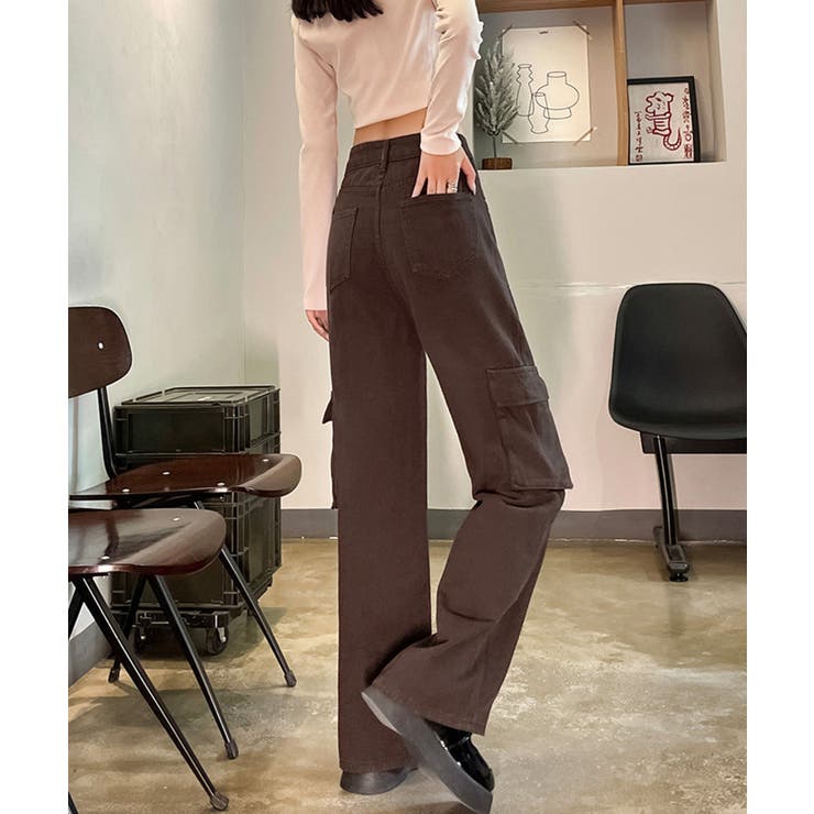 裏起毛カーゴパンツ カーゴ風裏起毛カラーデニムパンツ【AW】[品番