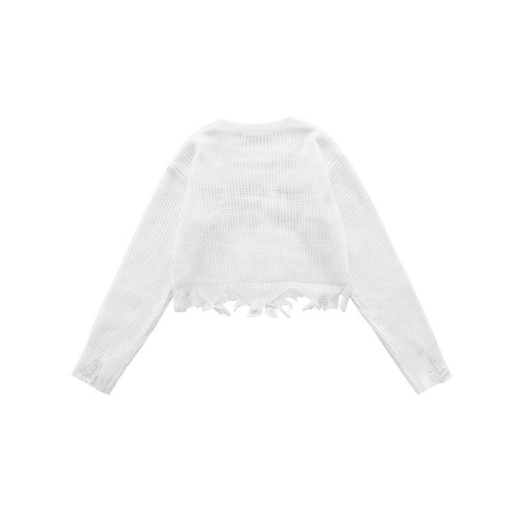 for girls クレイジーステッチダメージニット ショット丈【AW】 | HOOK | 詳細画像1 