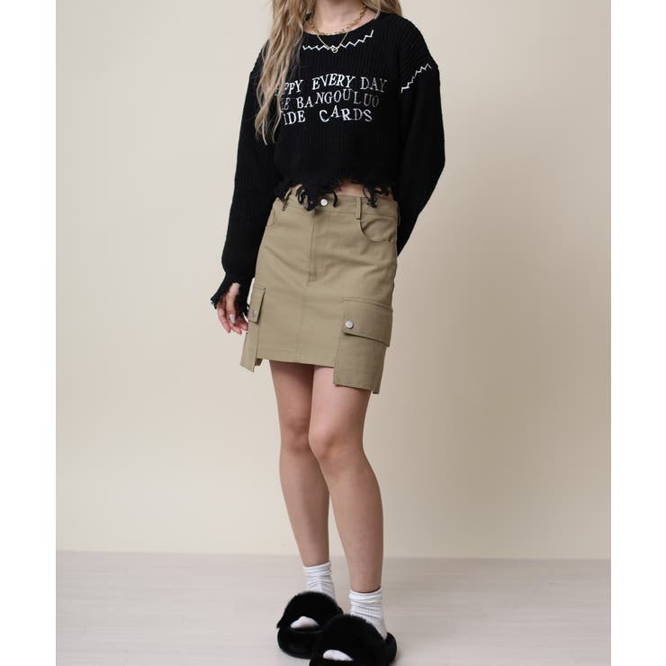 for girls クレイジーステッチダメージニット ショット丈【AW】 | HOOK | 詳細画像9 