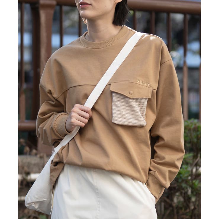 ベージュ | 2WAYポケットビッグTシャツ 2WAY pocket | aimoha 