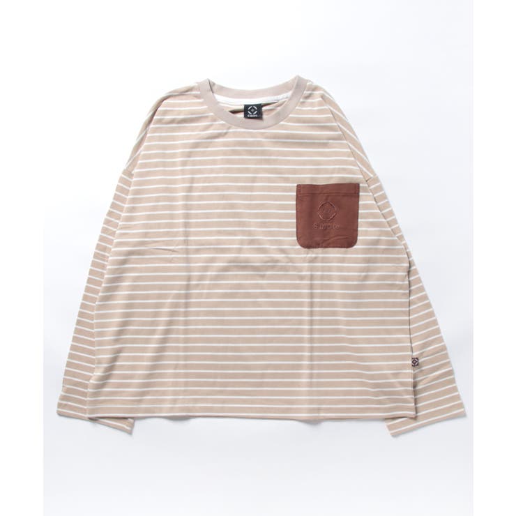 ベージュ | ポケット付きボーダーロンT BORDER POCKET | aimoha 