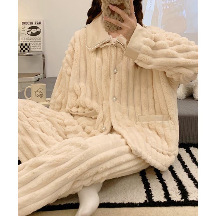 秋冬暖かふわふわ レディース 立体感ルームウェア 上下2点セット【AW】 | aimoha  | 詳細画像1 