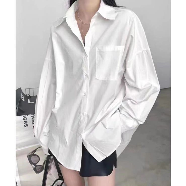 ホワイト２ | シャツ ブラウス コットンカラーオーバーシャツ | aimoha 