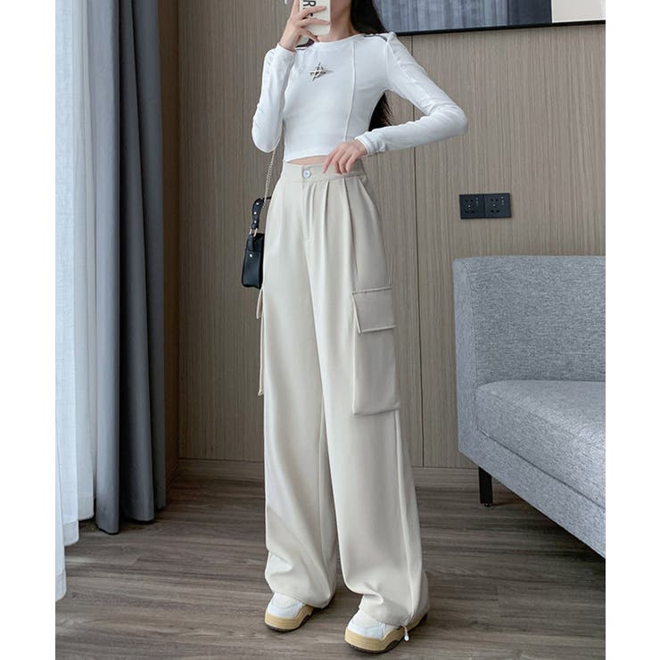 ワイドカーゴパンツ パンツ カーゴパンツ スーツワイドカーゴパンツ | aimoha  | 詳細画像5 