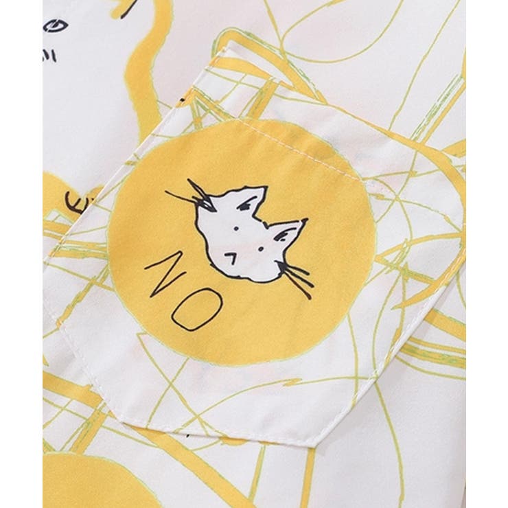 【HOOK】かわいい動物イラスト総柄プリントシャツ | HOOK | 詳細画像2 