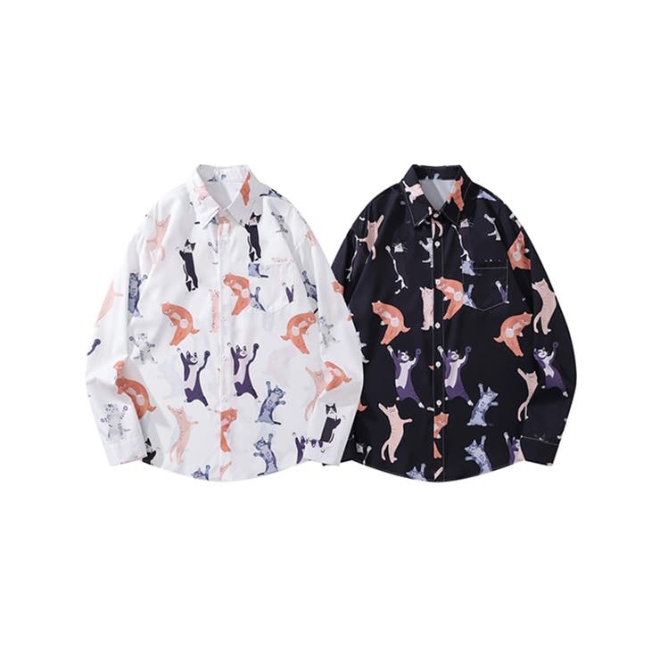 【HOOK】かわいい動物イラスト総柄プリントシャツ | HOOK | 詳細画像1 