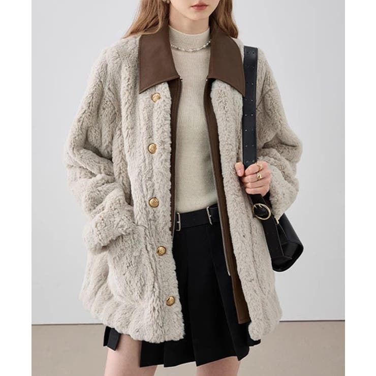 【BANICO】秋冬ふわふわジャケット 合皮カラー【AW】 | aimoha  | 詳細画像3 