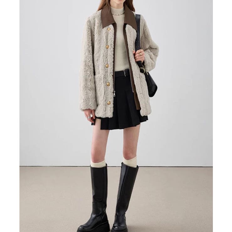 【BANICO】秋冬ふわふわジャケット 合皮カラー【AW】 | aimoha  | 詳細画像2 