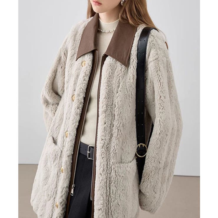 【BANICO】秋冬ふわふわジャケット 合皮カラー【AW】 | aimoha  | 詳細画像1 