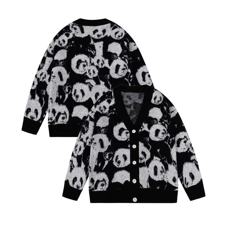 【メーカー直売】 HOOK】パンダ総柄ニットカーディガン【AW】[品番：XT000010417 トップス