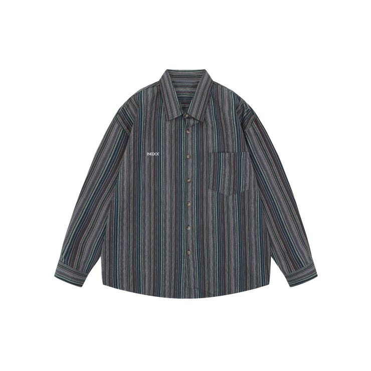 USA古着 ネクタイシャツ 長袖シャツ ストライプ レトロ 2XL
