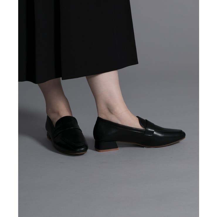 ブラック | 【shoes365】ローヒールスクエアトゥローファー | aimoha 