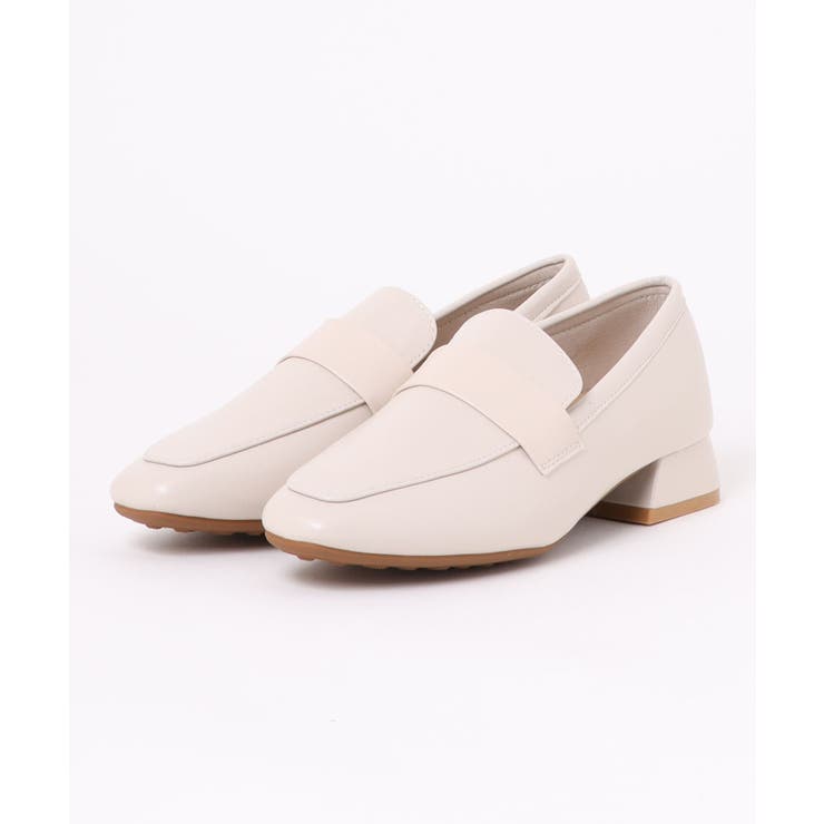オフホワイト | 【shoes365】ローヒールスクエアトゥローファー | aimoha 