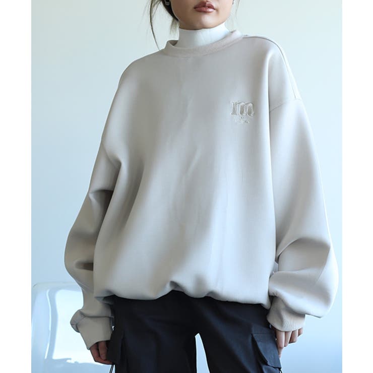 ベージュ | 英文字刺繍ビッグシルエットエアスウェット【AW】 | aimoha 