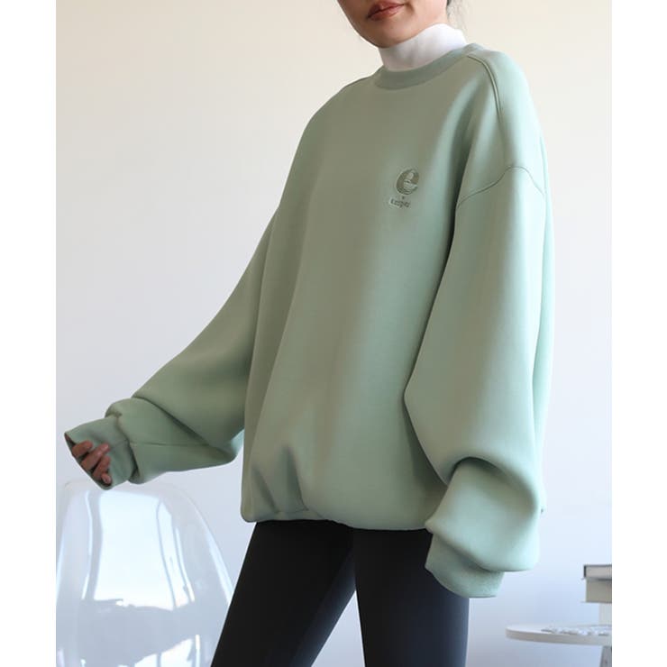 ライトグリーン | 英文字刺繍ビッグシルエットエアスウェット【AW】 | aimoha 