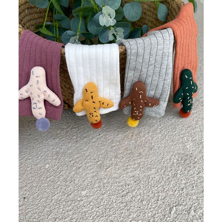 【mosox】かわいい立体サボテン付きkidsロング丈靴下4点セット | aimoha kids | 詳細画像1 