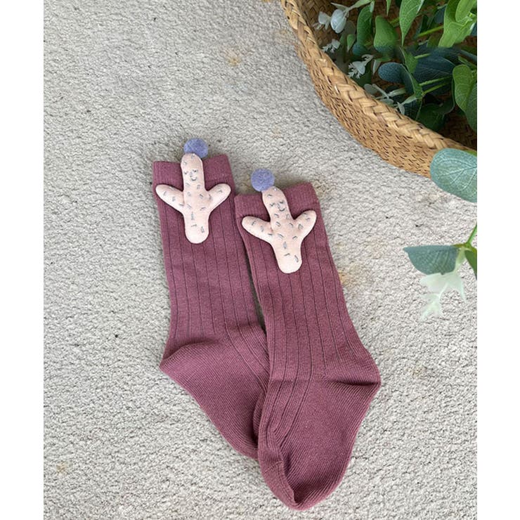 【mosox】かわいい立体サボテン付きkidsロング丈靴下4点セット | aimoha kids | 詳細画像3 