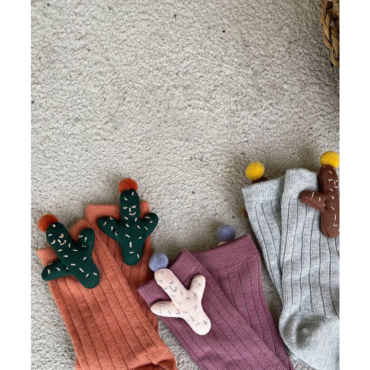 【mosox】かわいい立体サボテン付きkidsロング丈靴下4点セット | aimoha kids | 詳細画像8 