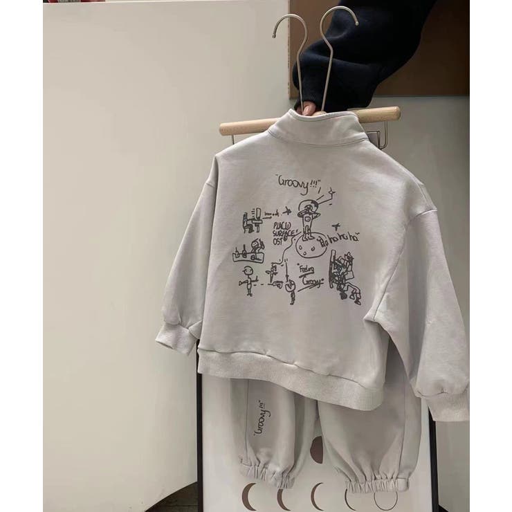 グレー | 【aimoha-KIDS-】子供服 スポーツ風スウェットセットアップ | aimoha kids