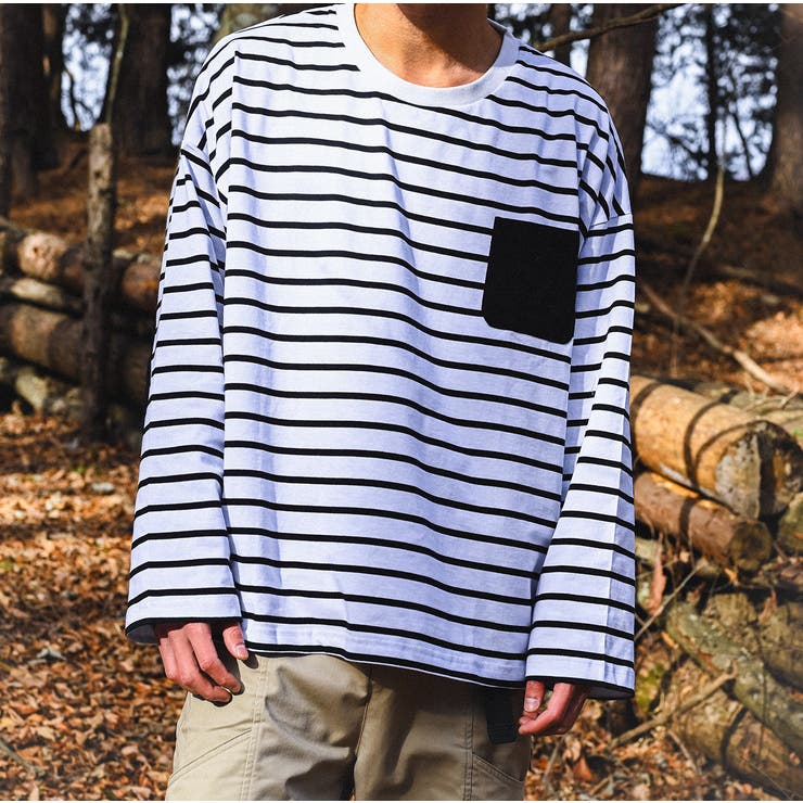 ポケット付きボーダーロンT BORDER POCKET | aimoha  | 詳細画像1 