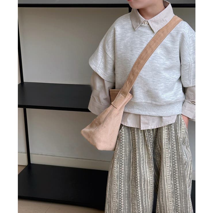 【aimoha-KIDS-】子供服 重ね着風無地ロングシャツ＋半袖スウェット | aimoha kids | 詳細画像1 