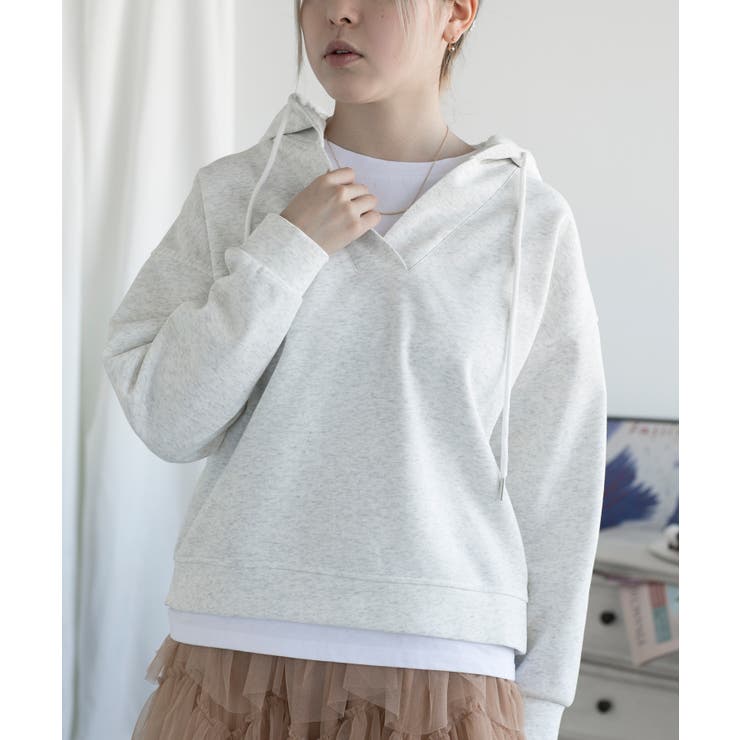 グレー | レイヤード風パーカー | aimoha 
