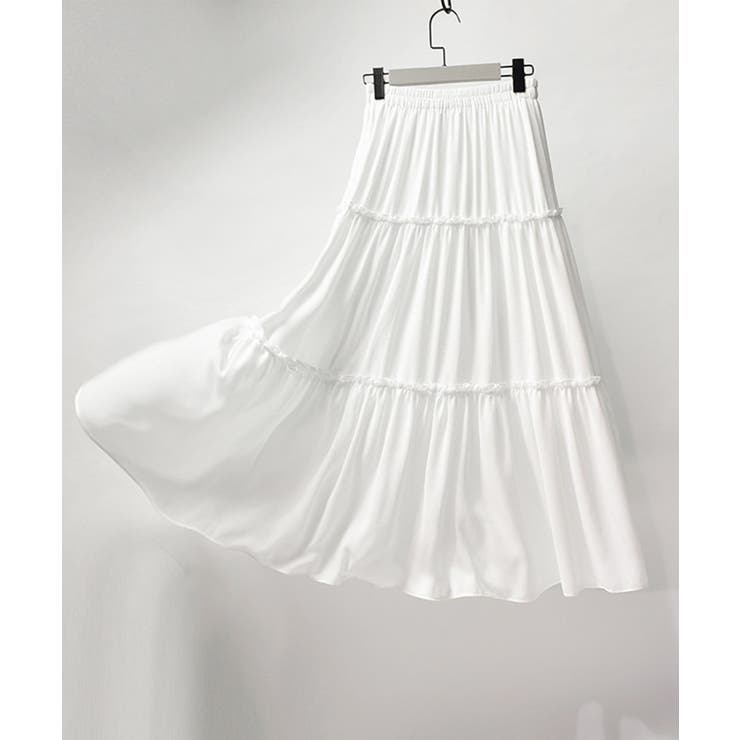 ホワイト1 | ティアードスカート ロングスカート フレアスカート | aimoha 