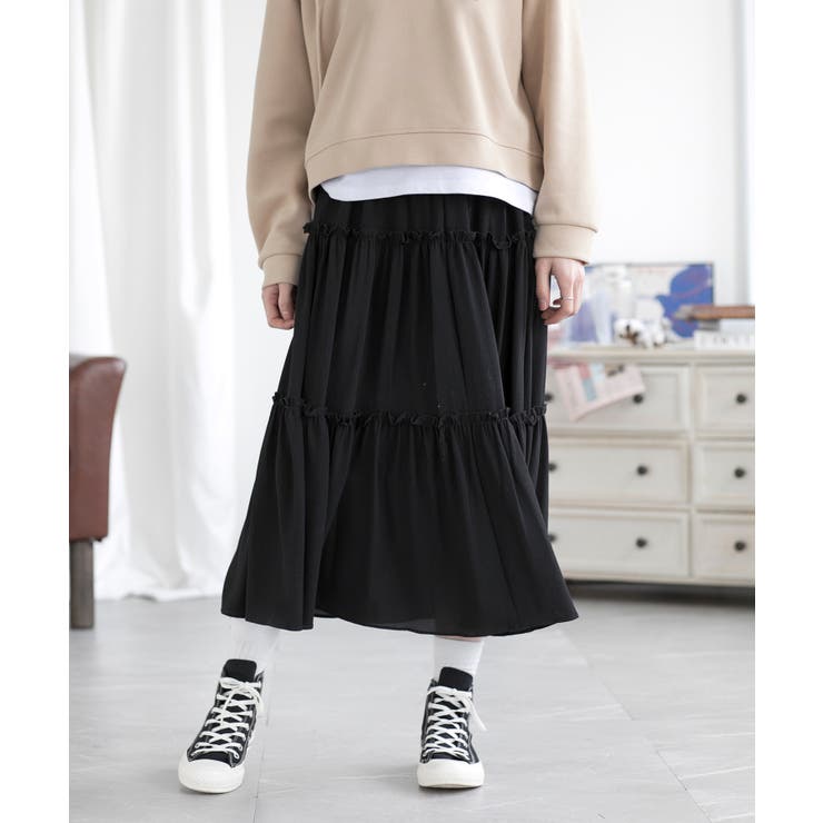 ティアードスカート ロングスカート フレアスカート | aimoha  | 詳細画像17 