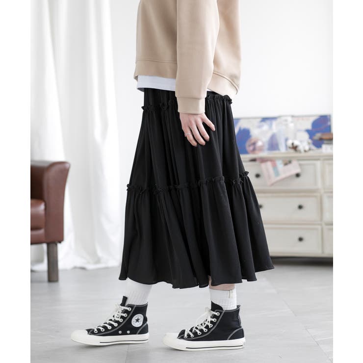 ティアードスカート ロングスカート フレアスカート | aimoha  | 詳細画像18 