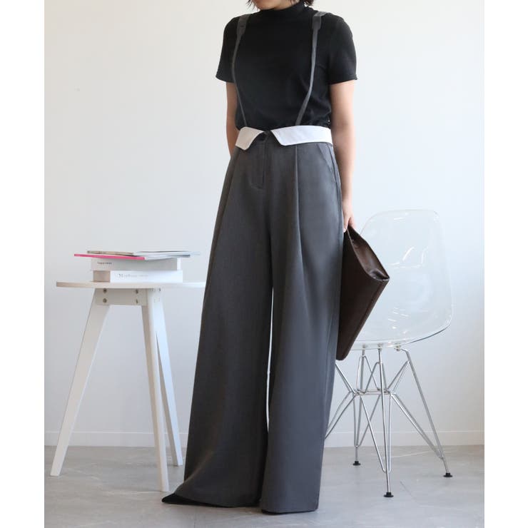 【aimohaオリジナル】3WAYサロペット タック入りワイドスラックス | aimoha  | 詳細画像47 