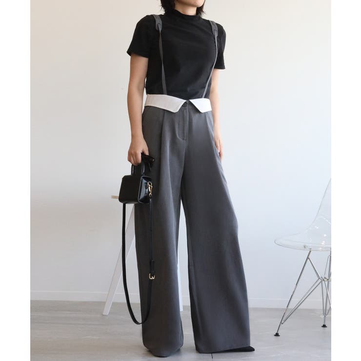 【aimohaオリジナル】3WAYサロペット タック入りワイドスラックス | aimoha  | 詳細画像54 