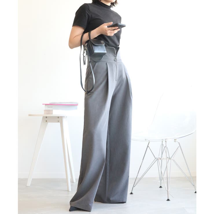 【aimohaオリジナル】3WAYサロペット タック入りワイドスラックス | aimoha  | 詳細画像6 