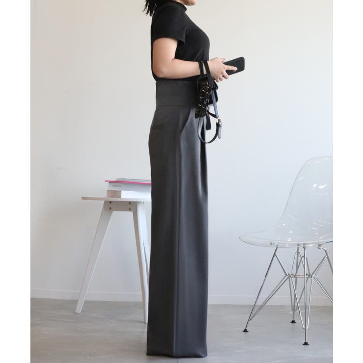 【aimohaオリジナル】3WAYサロペット タック入りワイドスラックス | aimoha  | 詳細画像9 