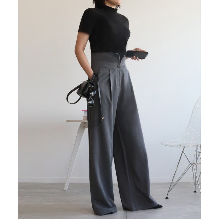 【aimohaオリジナル】3WAYサロペット タック入りワイドスラックス | aimoha  | 詳細画像11 