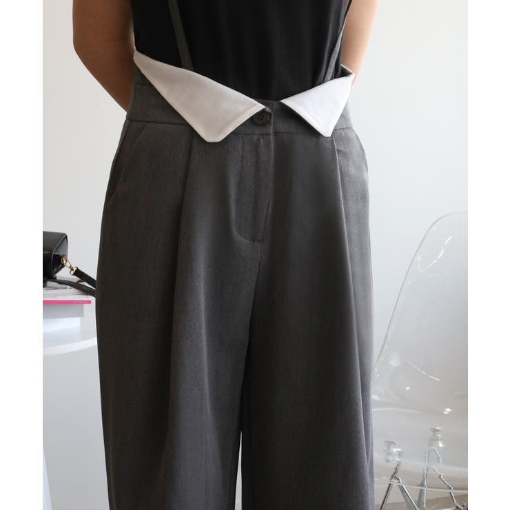 【aimohaオリジナル】3WAYサロペット タック入りワイドスラックス | aimoha  | 詳細画像18 