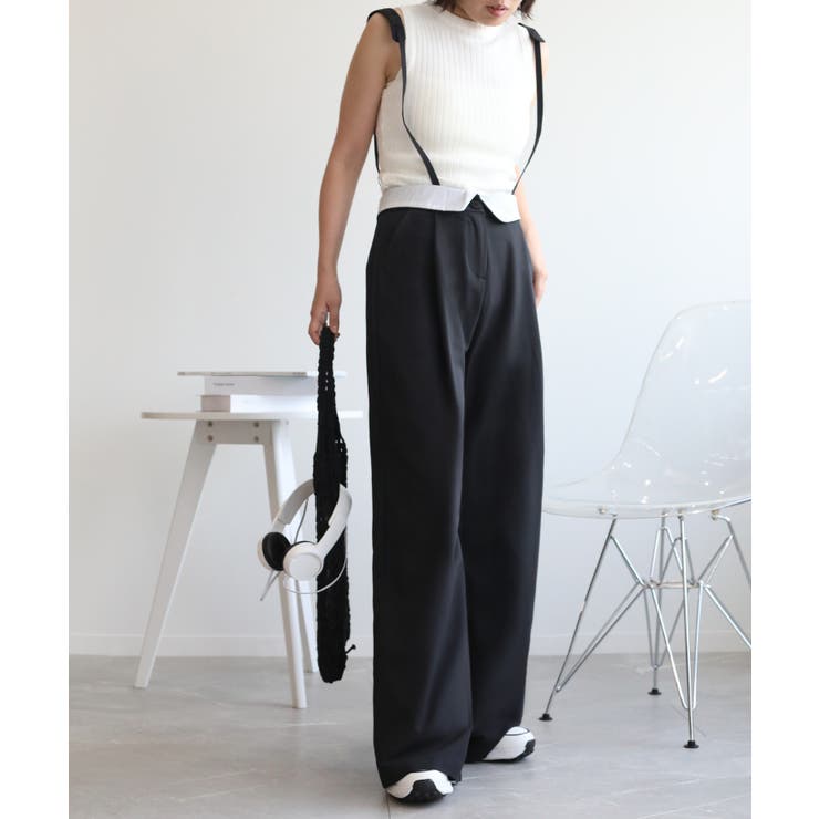 【aimohaオリジナル】3WAYサロペット タック入りワイドスラックス | aimoha  | 詳細画像23 