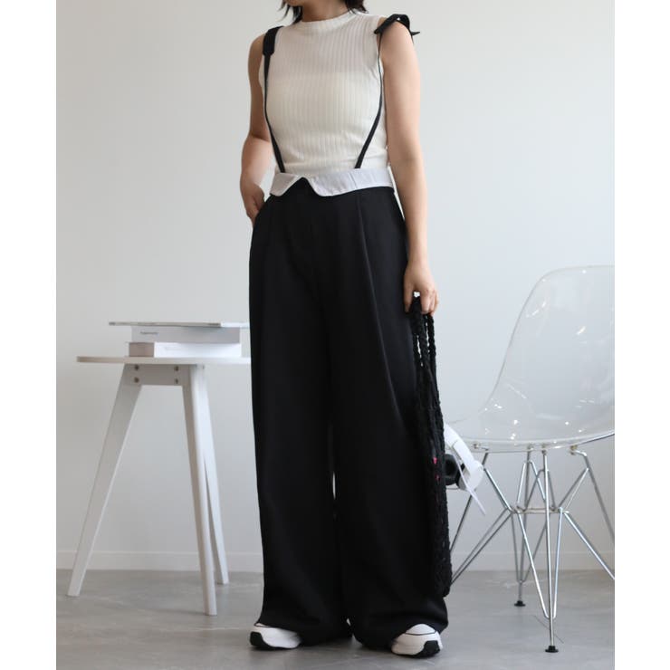 【aimohaオリジナル】3WAYサロペット タック入りワイドスラックス | aimoha  | 詳細画像24 