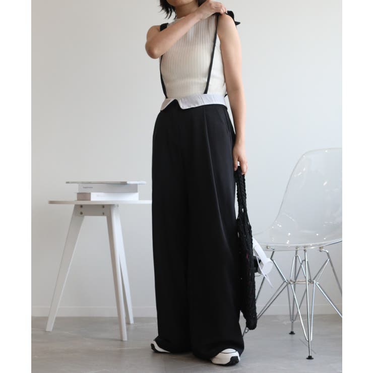 【aimohaオリジナル】3WAYサロペット タック入りワイドスラックス | aimoha  | 詳細画像25 