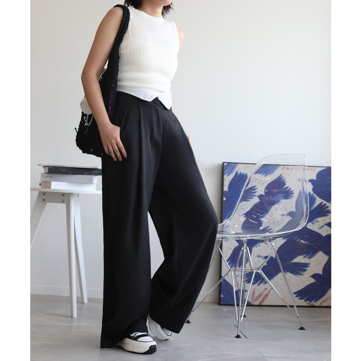 【aimohaオリジナル】3WAYサロペット タック入りワイドスラックス | aimoha  | 詳細画像26 