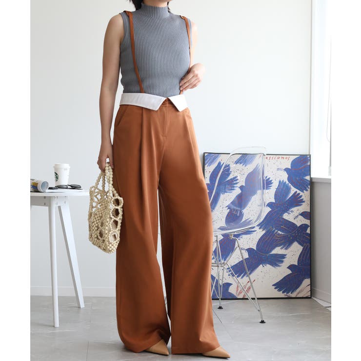 【aimohaオリジナル】3WAYサロペット タック入りワイドスラックス | aimoha  | 詳細画像28 