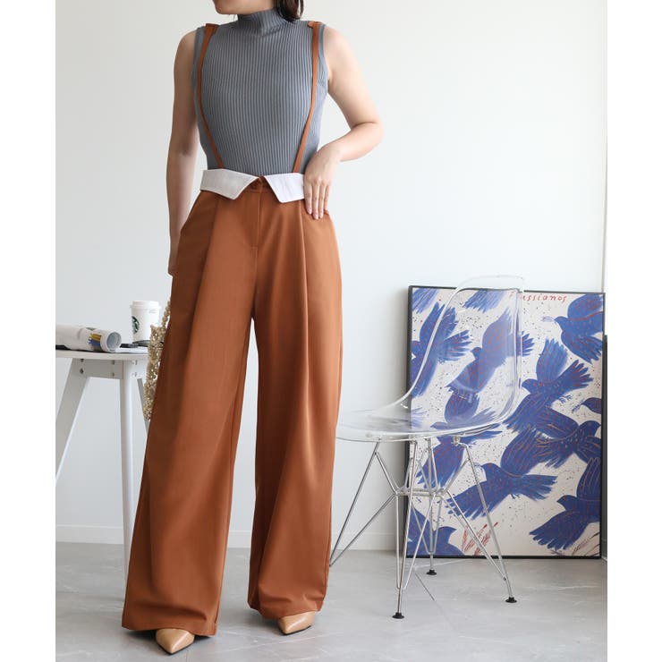 【aimohaオリジナル】3WAYサロペット タック入りワイドスラックス | aimoha  | 詳細画像30 