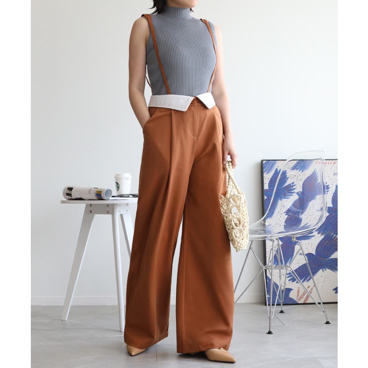 【aimohaオリジナル】3WAYサロペット タック入りワイドスラックス | aimoha  | 詳細画像32 