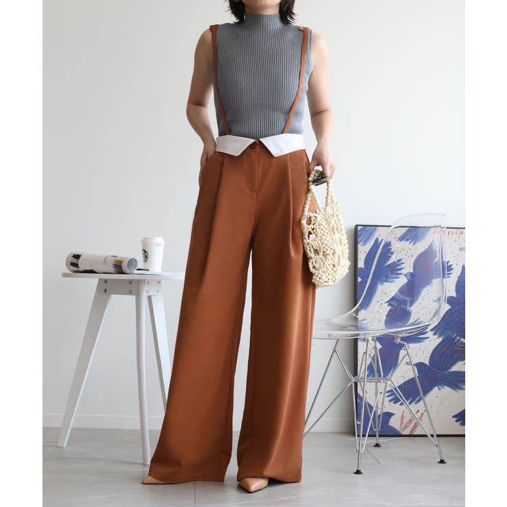 【aimohaオリジナル】3WAYサロペット タック入りワイドスラックス | aimoha  | 詳細画像35 