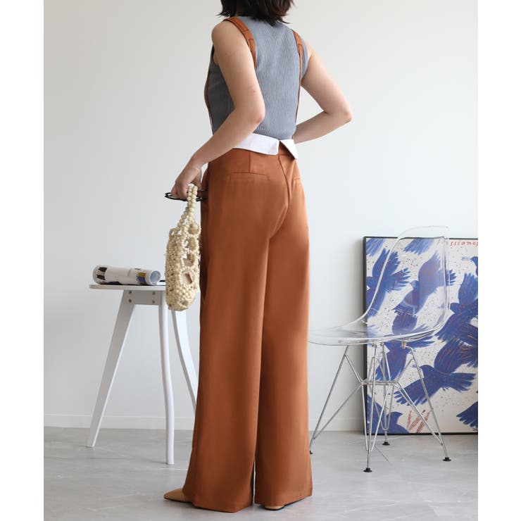 【aimohaオリジナル】3WAYサロペット タック入りワイドスラックス | aimoha  | 詳細画像36 